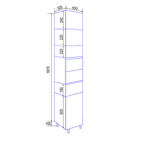 Пенал напольный Azario Эстима 40 см L CS00094560, графит - фото 5