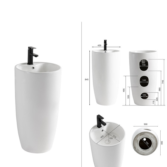 Раковина напольная Azario Tea 45 см AZ-M30148 - фото, картинка 7 Раковина напольная Azario Tea 45 см AZ-M30148 - фото 7