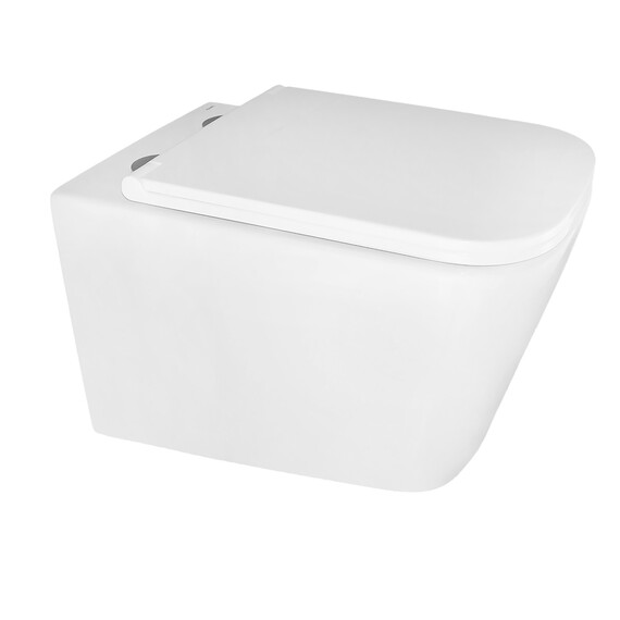 Унитаз подвесной безободковый Azario Cascad AZ-2303-A с тонкой крышкой микролифт (Система смыва Торнадо) - фото 2