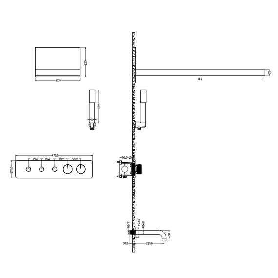 Душевая система для ванны с термостатом Boheme Fusion 131-2-MW, белый матовый - фото 2