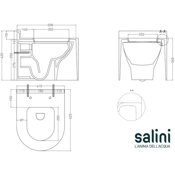 Унитаз подвесной безободковый Salini Gemelli 240121KMF с крышкой микролифт (S-Stone) RAL полностью - фото 7