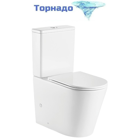 Унитаз-компакт безободковый Azario Vetro AZ-2149-UQ1 с тонкой крышкой микролифт (Система смыва Торнадо) - фото 