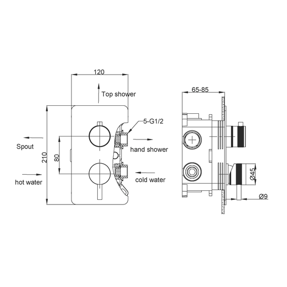 Душевая система для ванны Boheme Cell 427-B + 135-3-B + 625-B (со скрытой частью) чёрный - фото 2