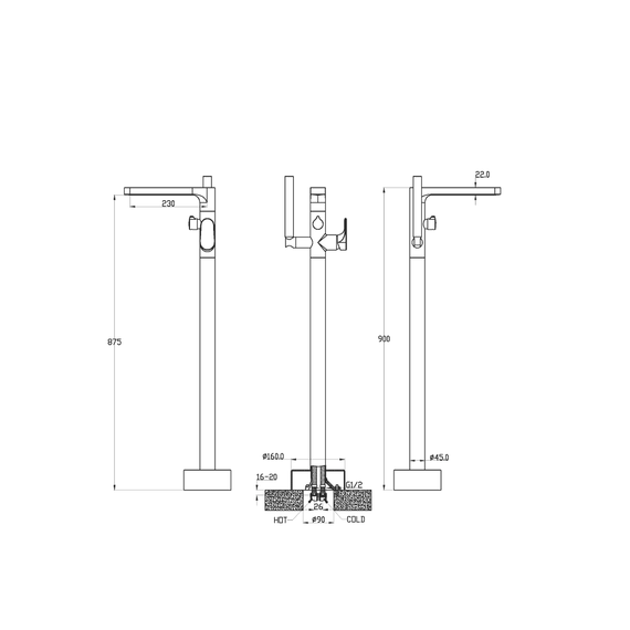 Смеситель для ванны напольный Boheme Spectre 459-GM, графит - фото 3