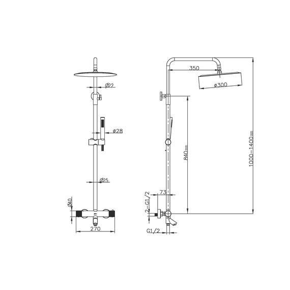 Душевая стойка с термостатом Boheme Uno 468-T-GM, графит - фото 2