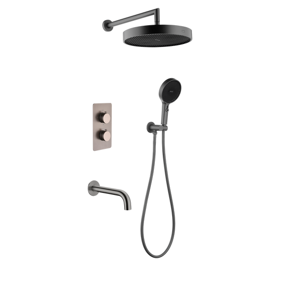 Душевая система для ванны с термостатом Boheme Cell 427-GM  + 134-3-GM + 625-GM (со скрытой частью) графит - фото 