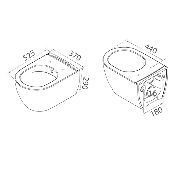 Унитаз-биде подвесной безободковый Boheme Nero 961-SET-2-B с тонкой крышкой микролифт, чёрный матовый - фото 2