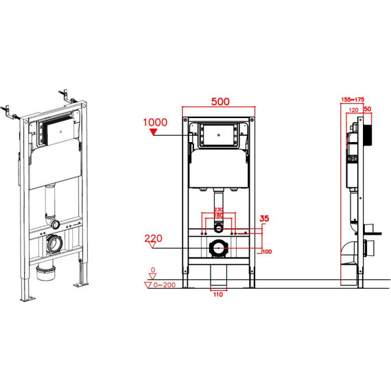 Инсталляция с подвесным безободковым унитазом AN Navi сиденье микролифт, крепление (система смыва Торнадо) - фото 22