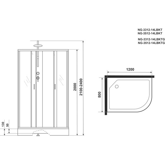 Душевая кабина Niagara Classic 120x80 см NG-3312-14LBKT, серебро/матовое (безсиликоновая сборка) - фото 16