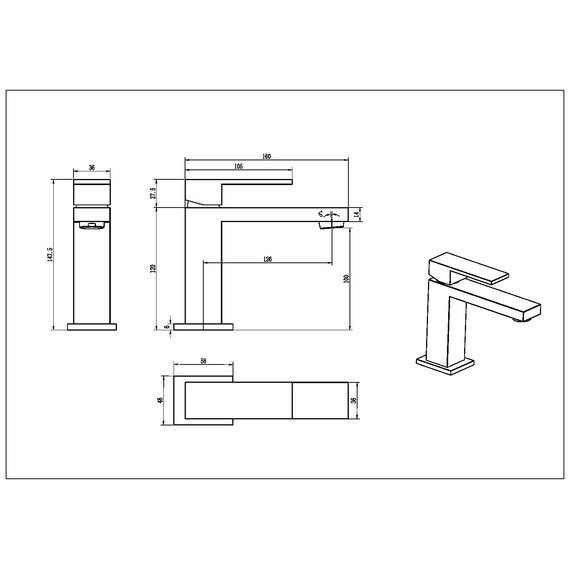 Смеситель для раковины Boheme Qubic 471-NB, никель - фото 3