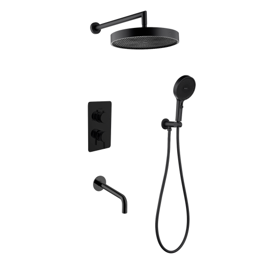 Душевая система для ванны Boheme Cell 427-B + 135-3-B + 625-B (со скрытой частью) чёрный - фото 