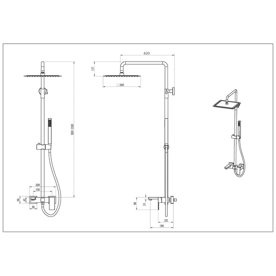 Душевая стойка Boheme Qubic 478-GM, графит - фото 2