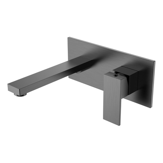 Смеситель для раковины настенный Boheme Qubic 475-GM (со скрытой частью) графит - фото 