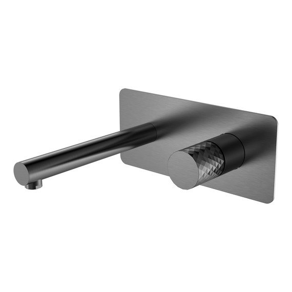 Смеситель для раковины настенный Boheme Stick 125-GM (со скрытой частью) оружейная сталь - фото 