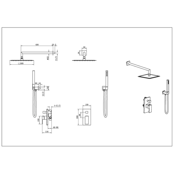Душевая система для душа Boheme Qubic 474-3-NB, никель - фото 2