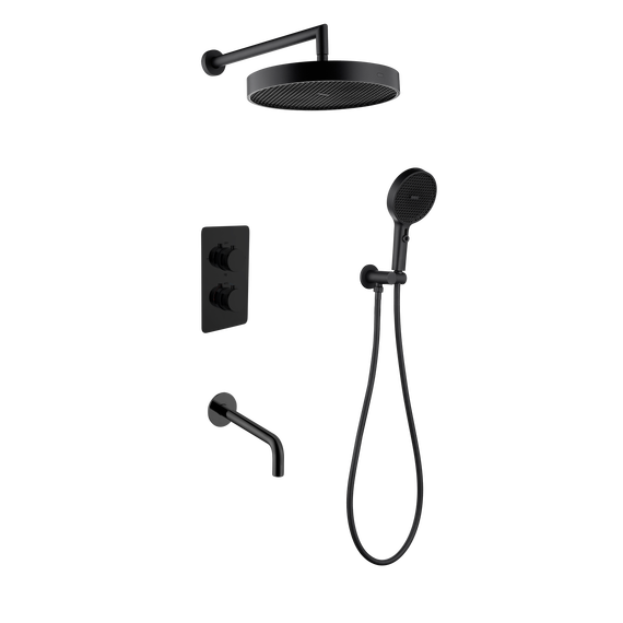Душевая система для ванны с термостатом Boheme Cell 427-B  + 134-3-B + 625-B (со скрытой частью) чёрный - фото 