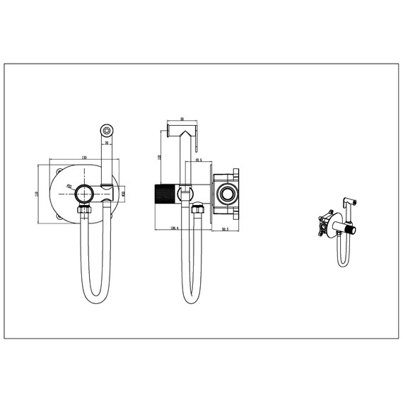 Набор для гигиенического душа Boheme Tech 157-MG (со скрытой частью) золото матовое - фото 2