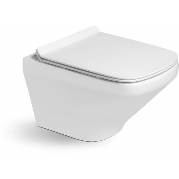 Унитаз подвесной безободковый SantiLine SL-5003 с тонкой крышкой микролифт - фото 