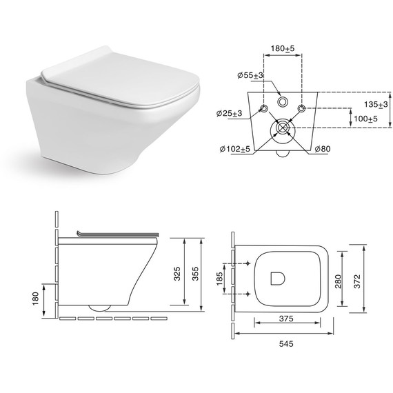 Унитаз подвесной безободковый SantiLine SL-5003 с тонкой крышкой микролифт - фото 5