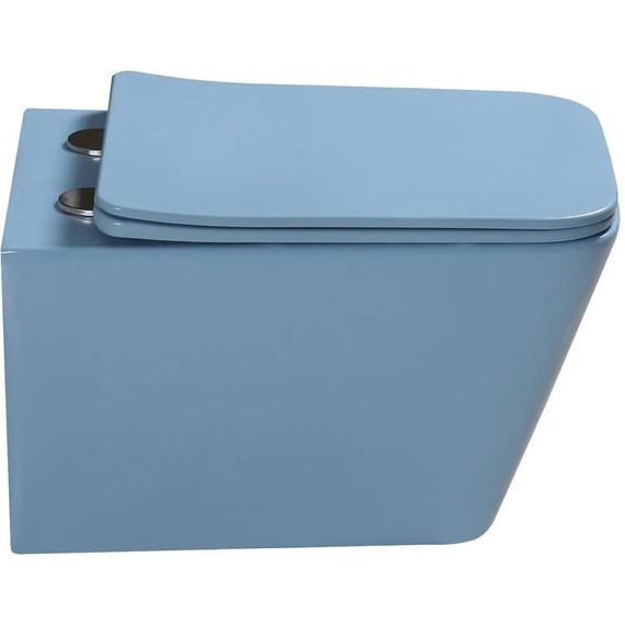 Унитаз подвесной безободковый SantiLine SL-5007BL с тонкой крышкой микролифт, голубой матовый - фото 2