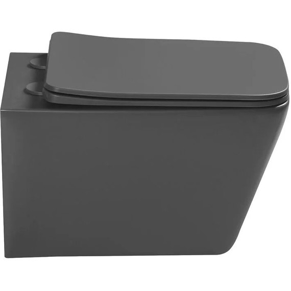 Унитаз подвесной безободковый SantiLine SL-5007DG с тонкой крышкой микролифт, тёмно-серый матовый - фото 4