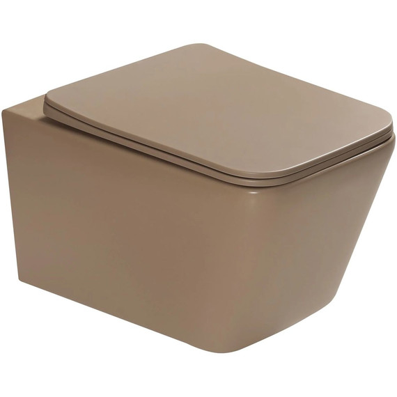 Унитаз подвесной безободковый SantiLine SL-5007KH с тонкой крышкой микролифт, коричневый матовый - фото 5