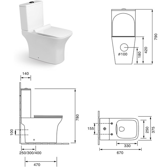 Унитаз-компакт SantiLine SL-5023 с тонкой крышкой микролифт - фото 5