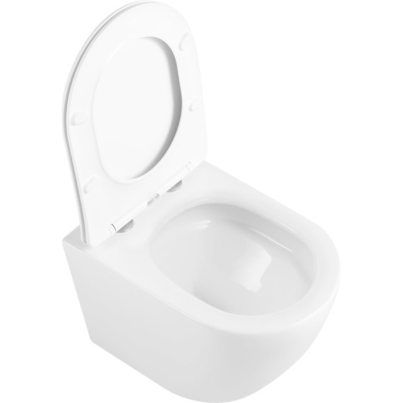 Унитаз подвесной безободковый SantiLine SL-5025 с тонкой крышкой микролифт (система смыва Торнадо) - фото 4