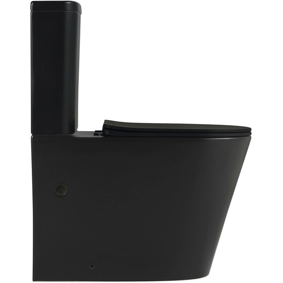 Унитаз-компакт безободковый SantiLine SL-5026MB с тонкой крышкой микролифт (система смыва Торнадо) чёрный матовый - фото 2