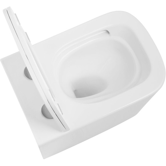 Унитаз подвесной безободковый SantiLine SL-5027 с тонкой крышкой микролифт (система смыва Торнадо) - фото 8