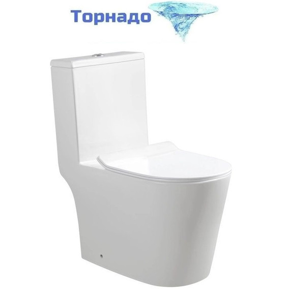 Унитаз-компакт безободковый SantiLine SL-5045 с тонкой крышкой микролифт (система смыва Торнадо) - фото 
