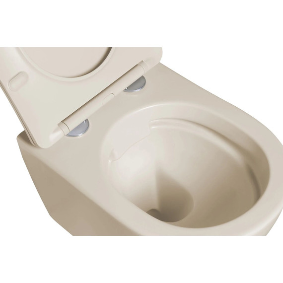 Унитаз подвесной безободковый SantiLine SL-5101 с тонкой крышкой микролифт, бежевый матовый - фото 4
