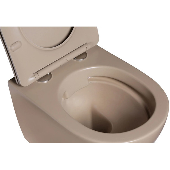 Унитаз подвесной безободковый SantiLine SL-5102 с тонкой крышкой микролифт, коричневый матовый - фото 3