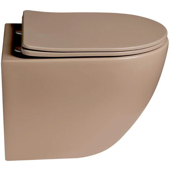 Унитаз подвесной безободковый SantiLine SL-5102 с тонкой крышкой микролифт, коричневый матовый - фото 2