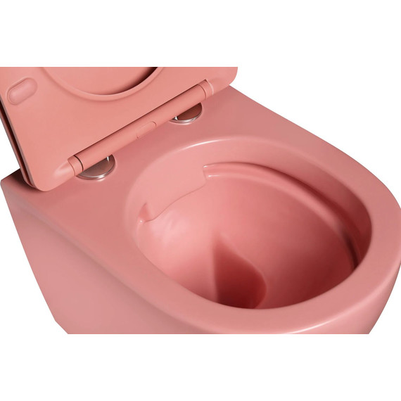 Унитаз подвесной безободковый SantiLine SL-5104 с тонкой крышкой микролифт, персиковый матовый - фото 3