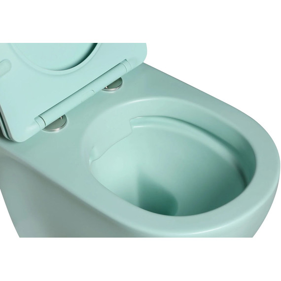 Унитаз подвесной безободковый SantiLine SL-5103 с тонкой крышкой микролифт, светло-зелёный матовый - фото 3