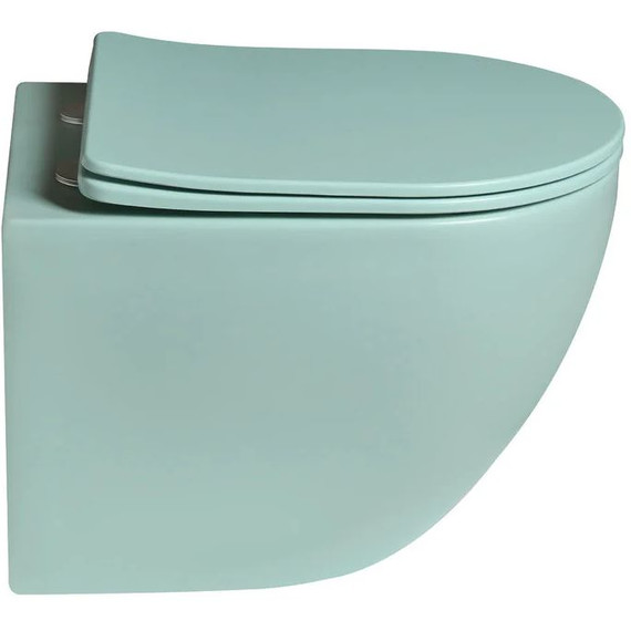 Унитаз подвесной безободковый SantiLine SL-5103 с тонкой крышкой микролифт, светло-зелёный матовый - фото 2
