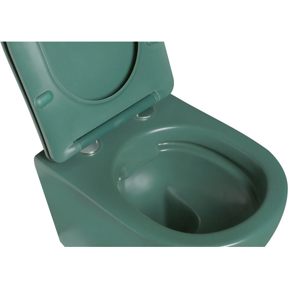 Унитаз подвесной безободковый SantiLine SL-5107 с тонкой крышкой микролифт, зелёный матовый - фото 3