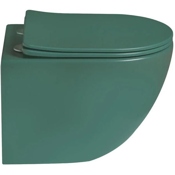 Унитаз подвесной безободковый SantiLine SL-5107 с тонкой крышкой микролифт, зелёный матовый - фото 2