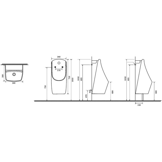 Писсуар подвесной SantiLine SL-6004MG (подвод воды скрытый) серый матовый - фото 2