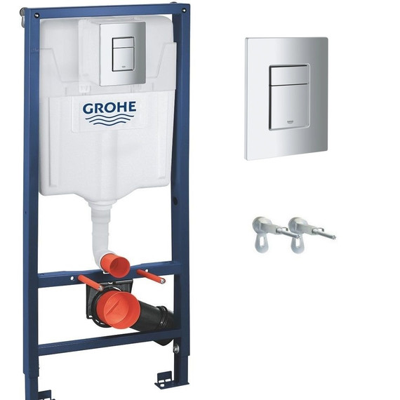 Инсталляция для подвесного унитаза Grohe Rapid SL 38772001 с кнопкой смыва хром матовый, Цвет производителя: хром матовый - фото 