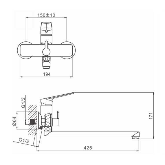 Смеситель для ванны Belz B22533-7, чёрный - фото 7