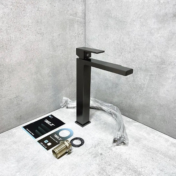 Смеситель для раковины высокий Belz B11613-3, графит - фото 6