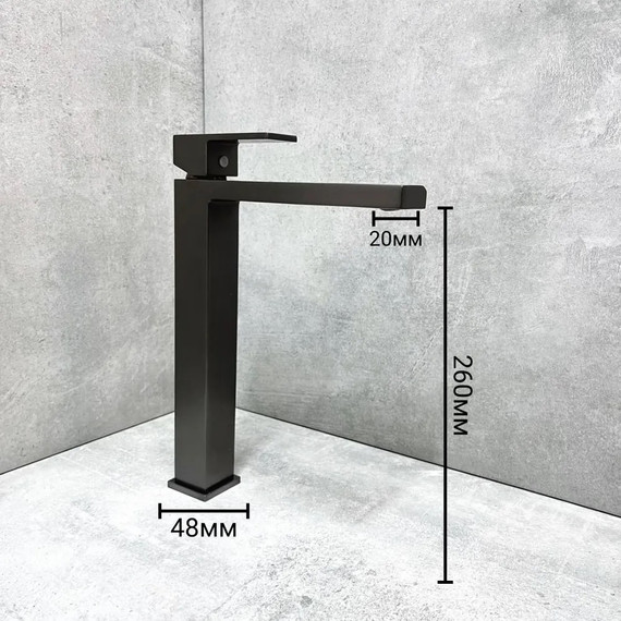 Смеситель для раковины высокий Belz B11613-3, графит - фото 4