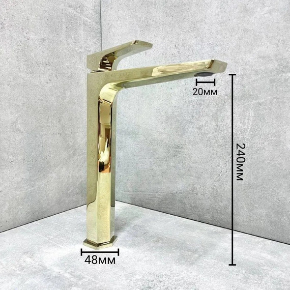 Смеситель для раковины высокий Haiba HB11726-5, золото - фото 3