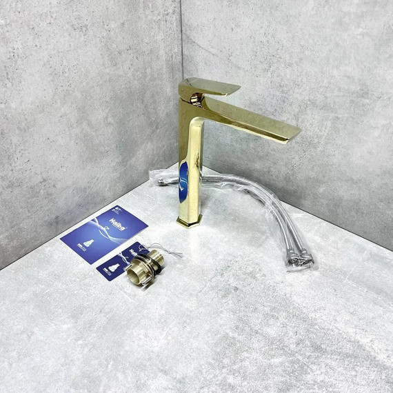 Смеситель для раковины высокий Haiba HB11726-5, золото - фото 6