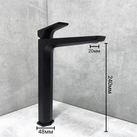 Смеситель для раковины высокий Haiba HB11726-7, чёрный - фото 3