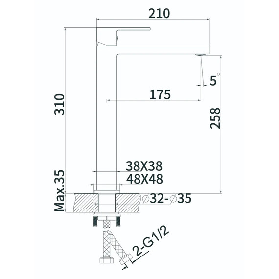 Смеситель для раковины высокий Belz B11613 - фото 25