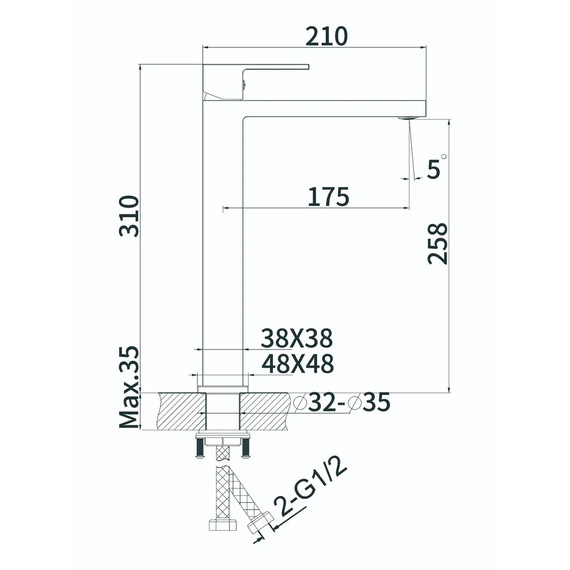 Смеситель для раковины высокий Belz B11613-7, чёрный - фото 25