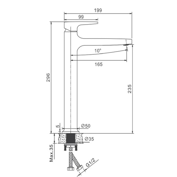 Смеситель для раковины высокий Belz B11713-3, графит - фото 19